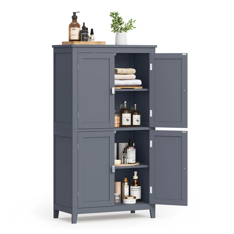 Badezimmerschrank 30 x 60 x 110 cm mit 2 Türen und 2 Schubladen