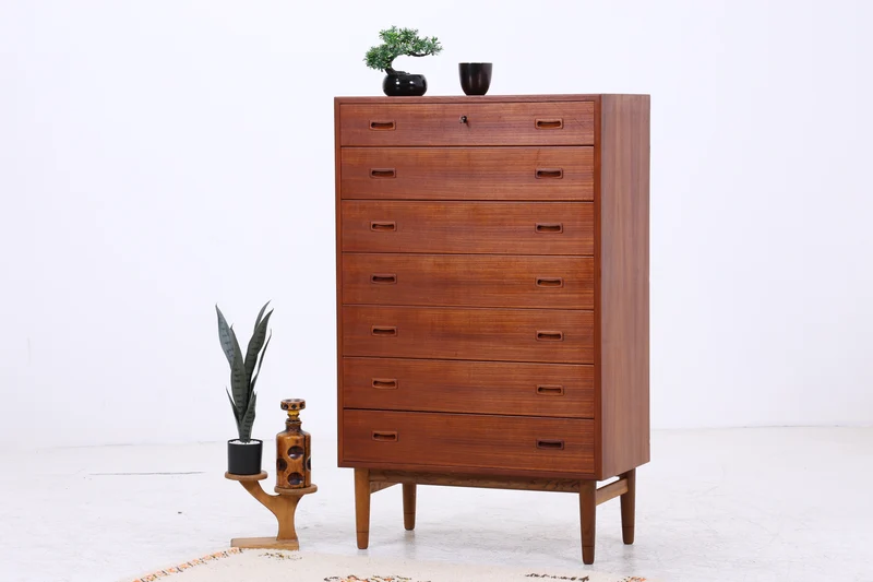 Vintage Teak Tallboy | Mid Century Kommode | 7 Schubladen