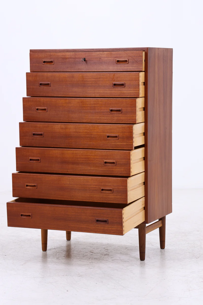 Vintage Teak Tallboy | Mid Century Kommode | 7 Schubladen