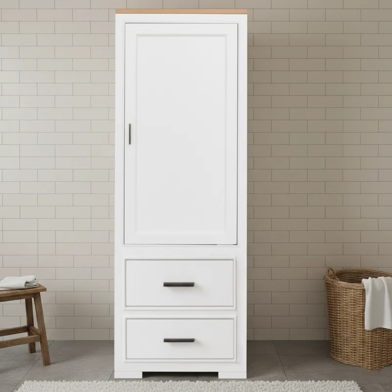 "Junia" - Badezimmerschrank, Hochschrank im modernen Landhausstil | PURE Serie von L&L
