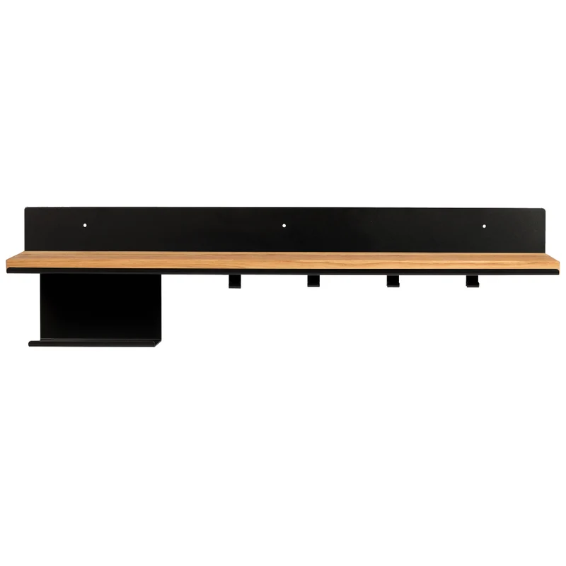 UPPSALA metal shelf with hangers with wooden finish