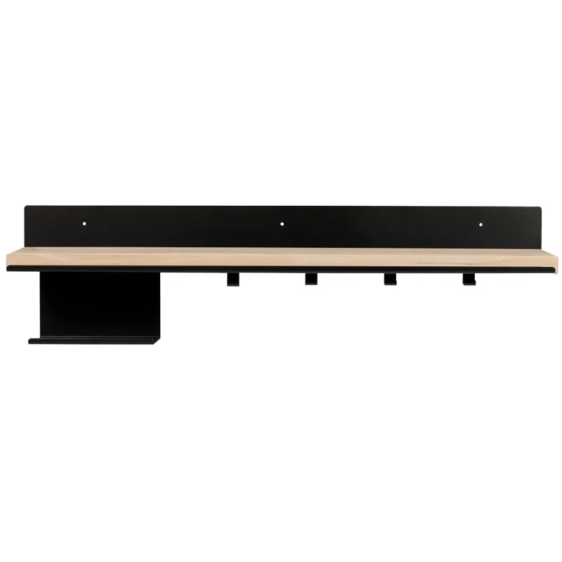 UPPSALA metal shelf with hangers with wooden finish