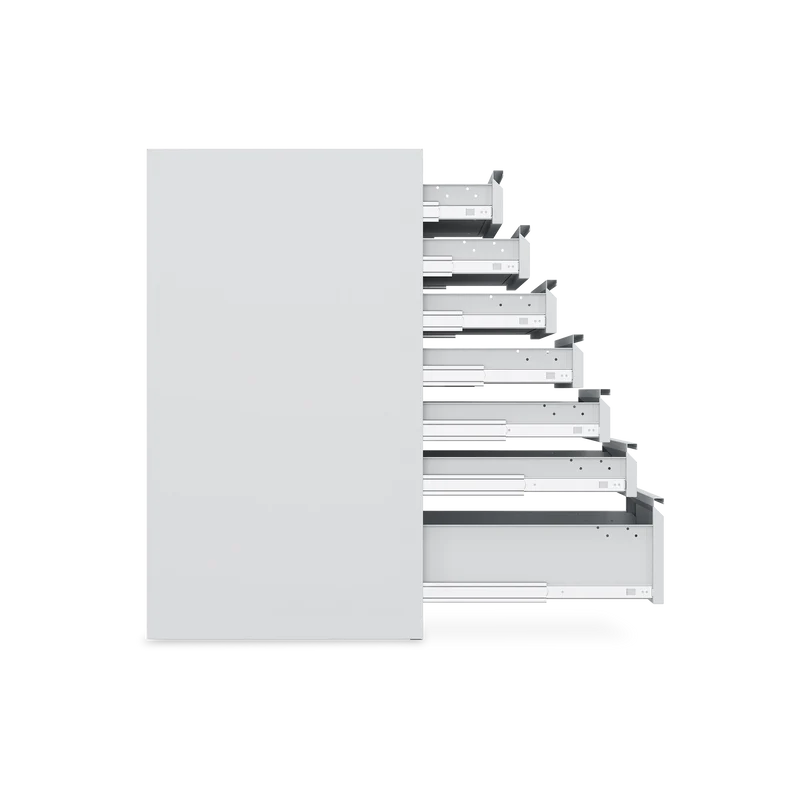 Schubladenschrank (900 mm hoch) mit 7-Schubladen in Lichtgrau