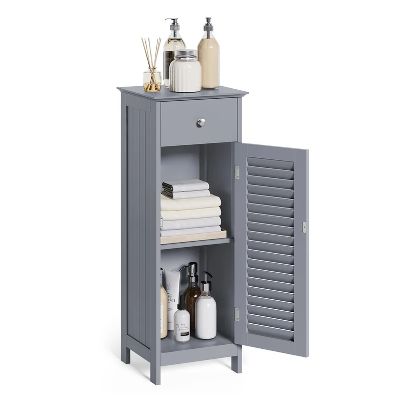 Schmaler Badschrank mit Lamellentür