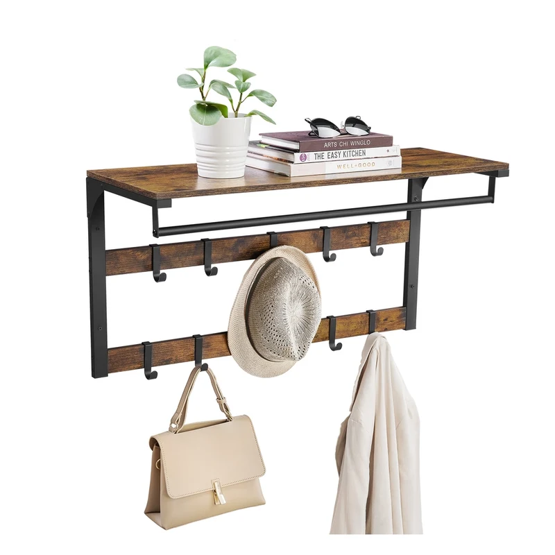 Wandgarderobe mit Ablage und 10 abnehmbaren Haken