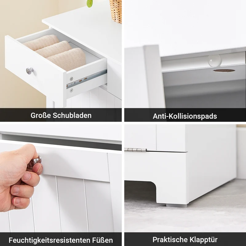 SoBuy | Wäscheschrank mit 2 Wäschesäcke | Wäschesammler | Wäschekorb Weiß | BZR33-II-W