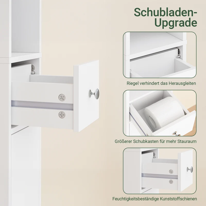 SoBuy | Badhochschrank | mit Verstellbare Ablagen schmal | Weiß | 20x180x20cm | BZR34-II-W