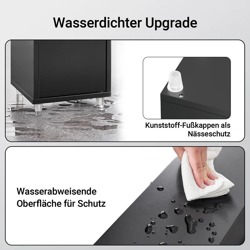 SoBuy | Bad Hochschrank | mit Verstellbare Ablagen schmal | Schwarz | 20x180x20cm | BZR34-II-SCH