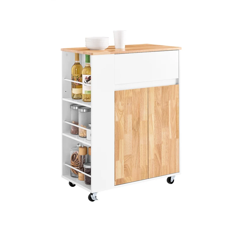 SoBuy Küchenwagen mit Arbeitsplatte Servierwagen mit Rollen Weiß B70 x H90 x T40 cm FKW132-WN