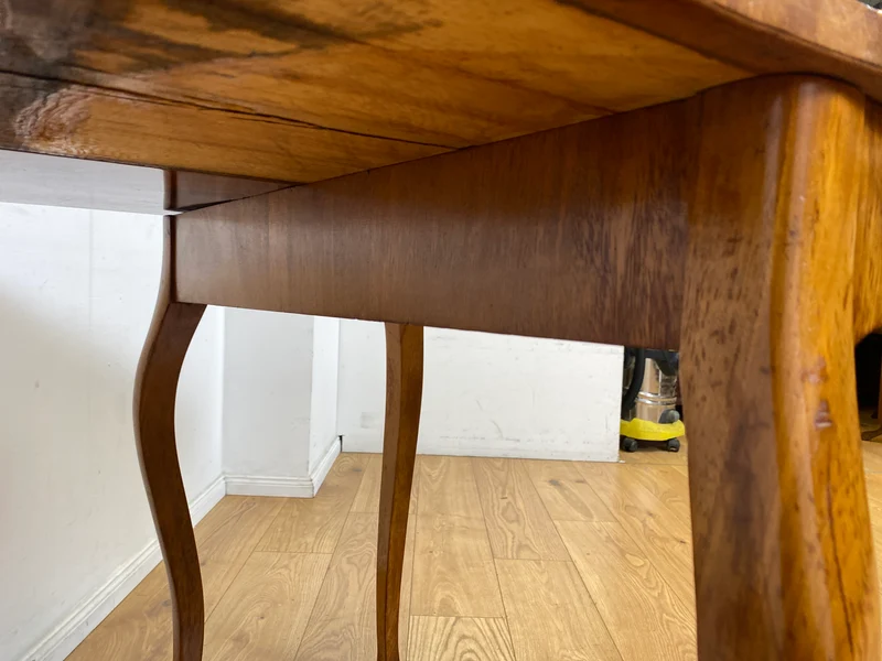 Eleganter aufklappbarer antiker Spieletisch in edlem Walnuss I Tisch Konsolentisch Konsole Esstisch Küchentisch Spieltisch Schreibtisch Jugendstil Chippendale Vintage I
