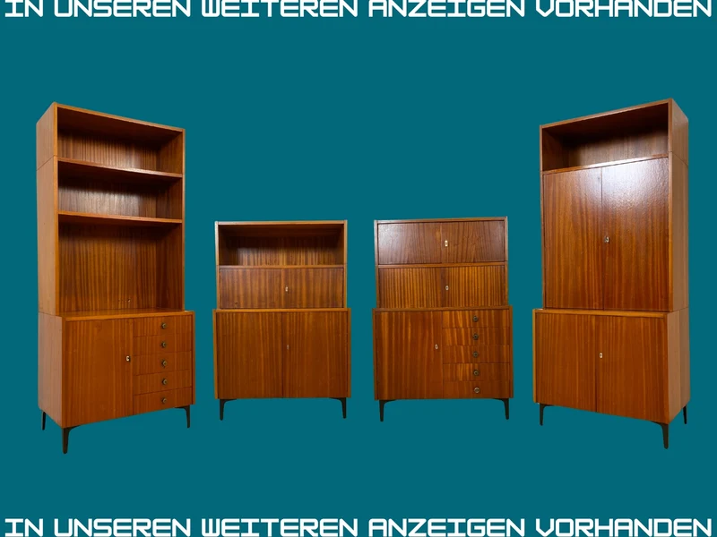 WMK I Schönes und geräumiges modulares Mid-Century Highboard auf neuen Metallfüßen mit Regal Fach I Schrank Bücherschrank Kommode Sideboard Wäschekommode Vintage Retro 60er I