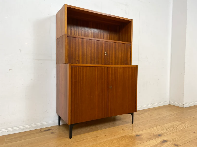 WMK I Schönes und geräumiges modulares Mid-Century Highboard auf neuen Metallfüßen mit Regal Fach I Schrank Bücherschrank Kommode Sideboard Wäschekommode Vintage Retro 60er I