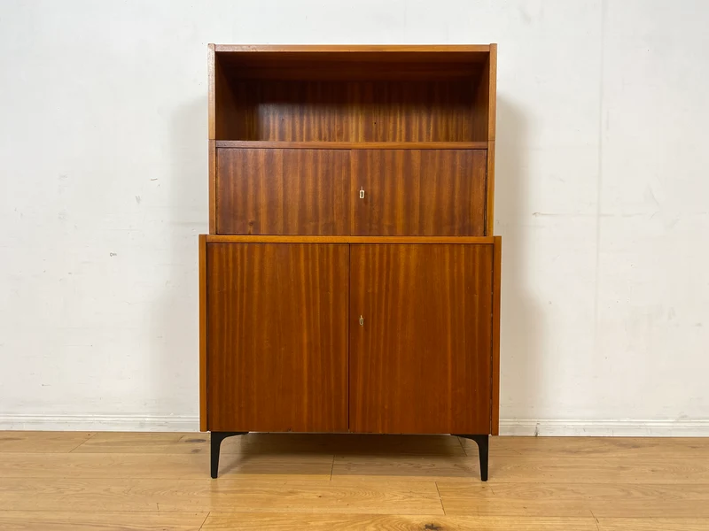 WMK I Schönes und geräumiges modulares Mid-Century Highboard auf neuen Metallfüßen mit Regal Fach I Schrank Bücherschrank Kommode Sideboard Wäschekommode Vintage Retro 60er I
