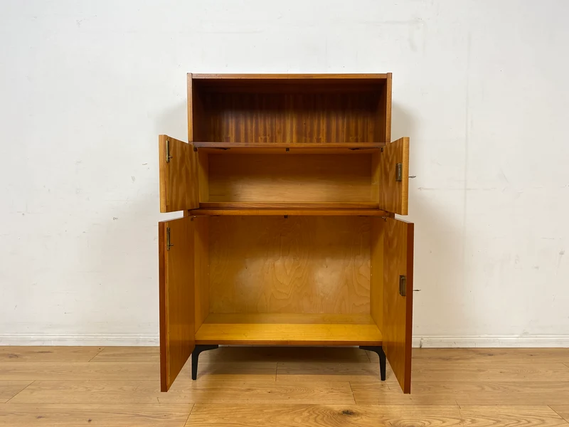 WMK I Schönes und geräumiges modulares Mid-Century Highboard auf neuen Metallfüßen mit Regal Fach I Schrank Bücherschrank Kommode Sideboard Wäschekommode Vintage Retro 60er I