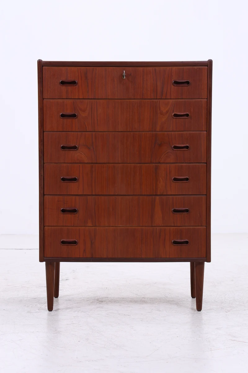 Vintage Teak Kommode | 6 Schubladen | Mid Century Tallboy | 60er Jahre