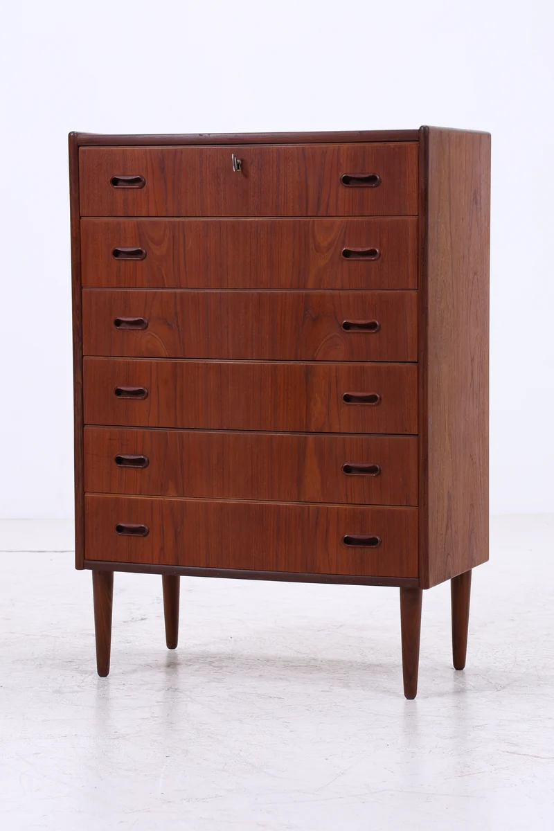 Vintage Teak Kommode | 6 Schubladen | Mid Century Tallboy | 60er Jahre