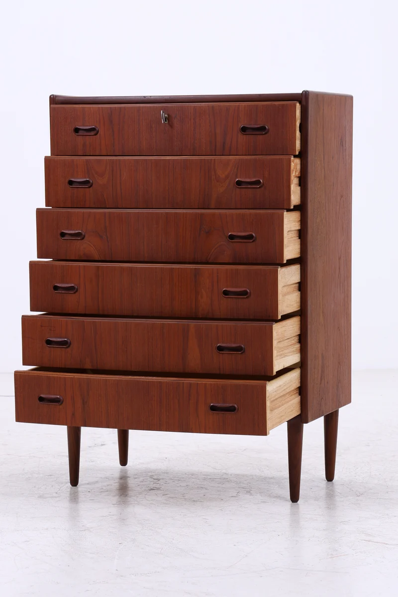 Vintage Teak Kommode | 6 Schubladen | Mid Century Tallboy | 60er Jahre