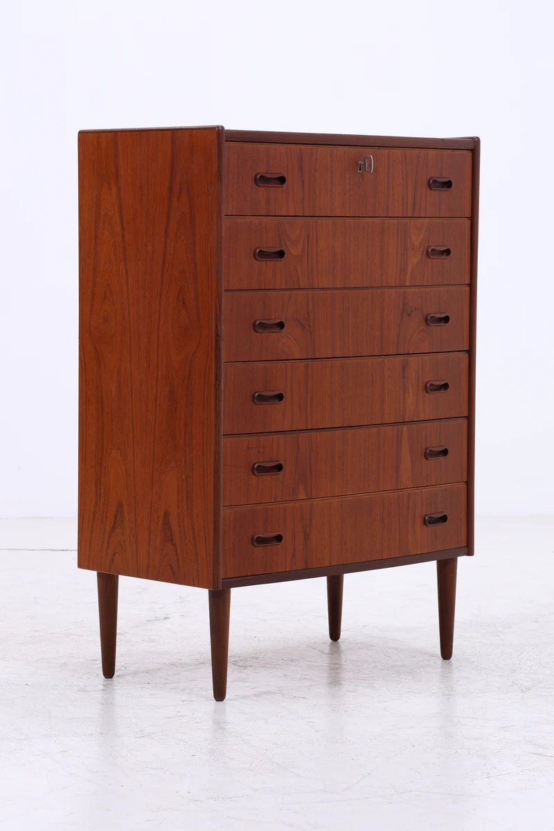 Vintage Teak Kommode | 6 Schubladen | Mid Century Tallboy | 60er Jahre