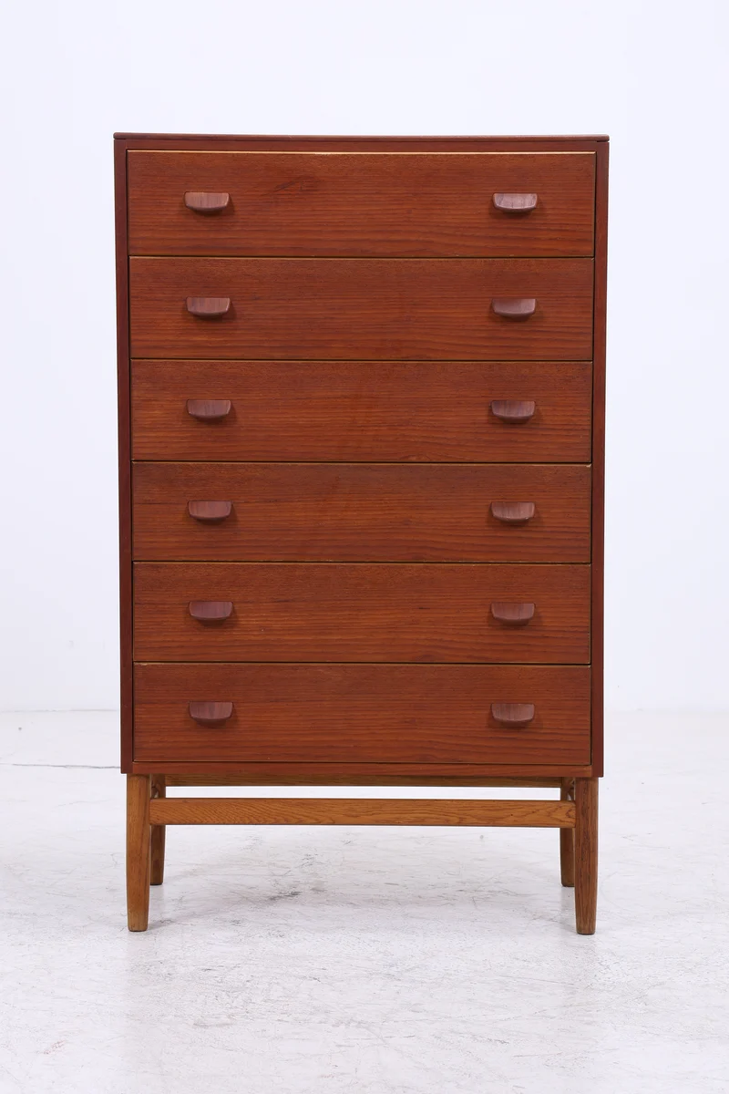 Vintage Teak Tallboy von Carl Aage Skov für Munch Møbler | Danish Design Kommode | 6 Schubladen