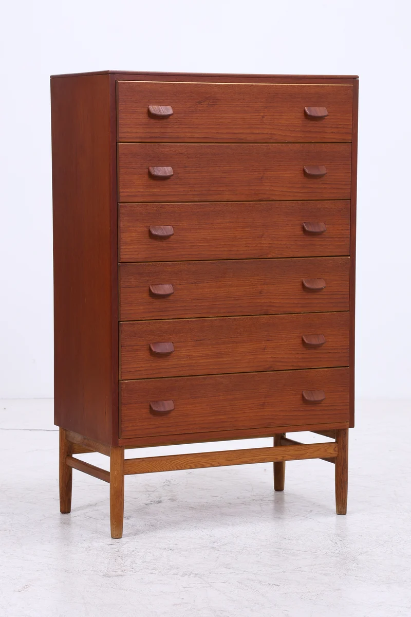 Vintage Teak Tallboy von Carl Aage Skov für Munch Møbler | Danish Design Kommode | 6 Schubladen