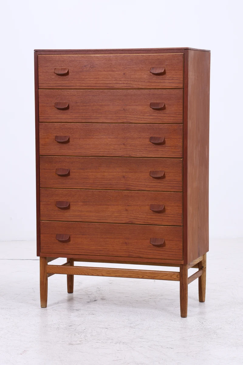Vintage Teak Tallboy von Carl Aage Skov für Munch Møbler | Danish Design Kommode | 6 Schubladen