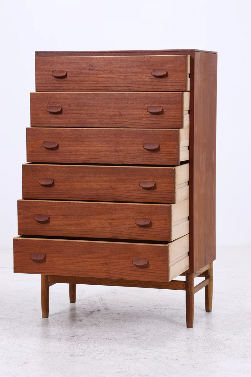 Vintage Teak Tallboy von Carl Aage Skov für Munch Møbler | Danish Design Kommode | 6 Schubladen