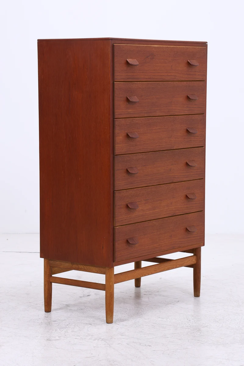 Vintage Teak Tallboy von Carl Aage Skov für Munch Møbler | Danish Design Kommode | 6 Schubladen