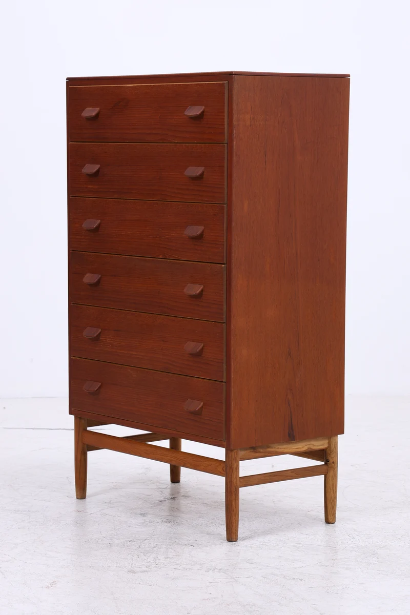 Vintage Teak Tallboy von Carl Aage Skov für Munch Møbler | Danish Design Kommode | 6 Schubladen