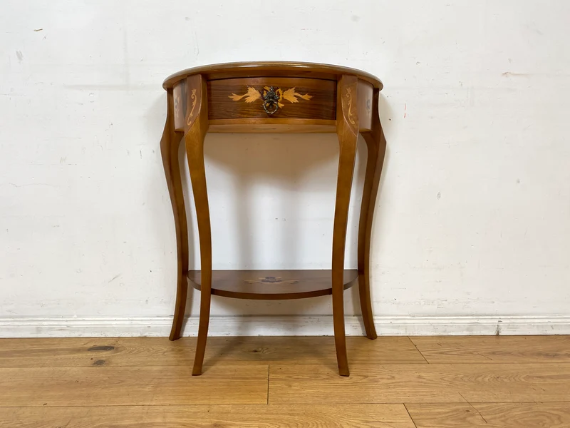 Vornehmer und sehr gut erhaltener Stilmöbel Konsolentisch mit Schublade und feinen Intarsien I Konsole Beistelltisch Ablage Kommode Garderobe Flurgarderobe Barock Vintage I