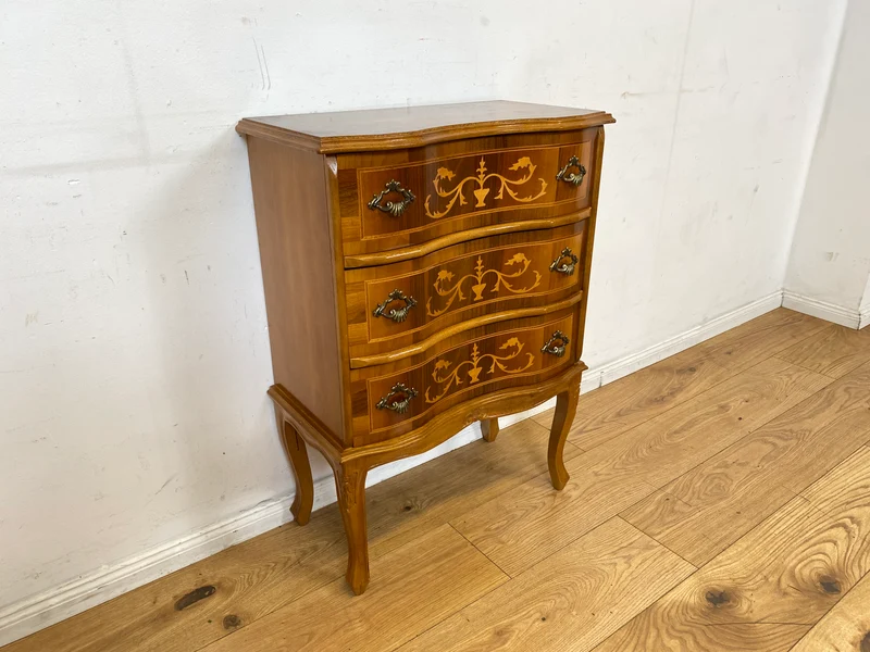 Eleganter und hochwertige handverzierte Stilmöbel Kommode mit Schubladen und feinen Intarsien I Schubladenkommode Wäschekommode Schrank Konsole Garderobe Flurkommode Vintage I