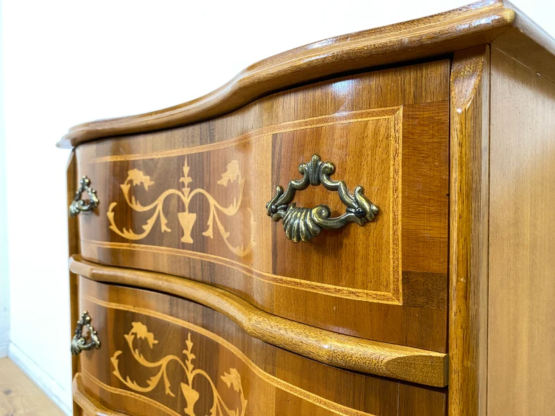 Eleganter und hochwertige handverzierte Stilmöbel Kommode mit Schubladen und feinen Intarsien I Schubladenkommode Wäschekommode Schrank Konsole Garderobe Flurkommode Vintage I
