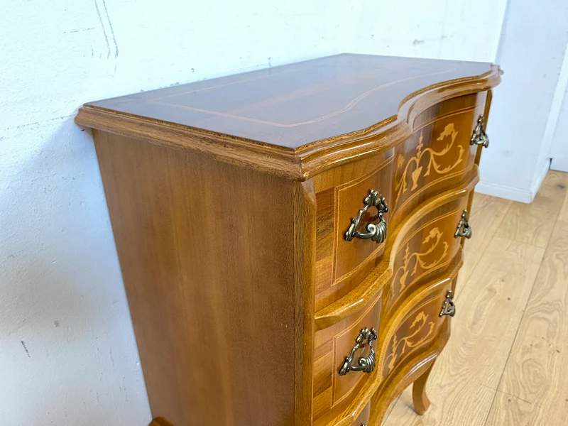 Eleganter und hochwertige handverzierte Stilmöbel Kommode mit Schubladen und feinen Intarsien I Schubladenkommode Wäschekommode Schrank Konsole Garderobe Flurkommode Vintage I
