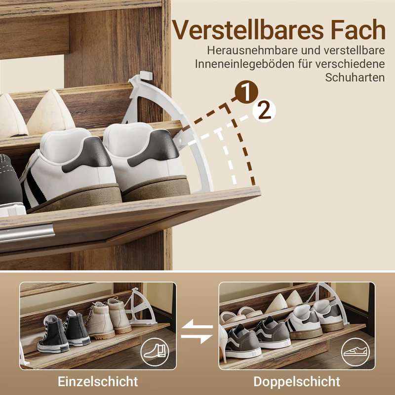 SoBuy Schuhbank schmal 24cm | mit Sitzfläche für große Schuhe bis EU 47 | FSR218-F