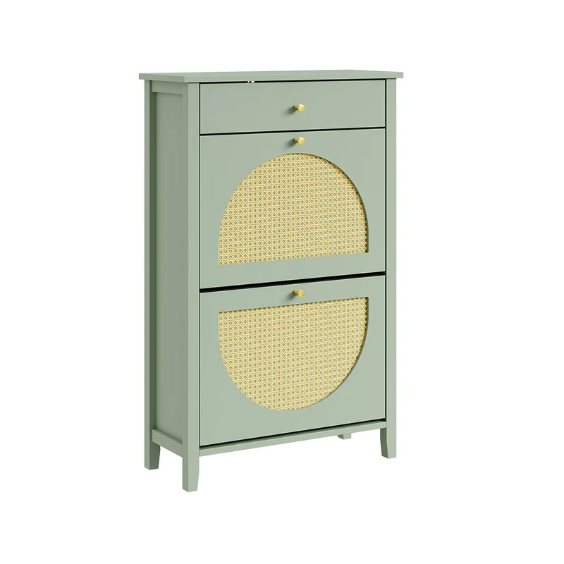 SoBuy | Flurschränke | Schuhschrank schmal hoch mit Schublade | Green | 62×25×97 cm | FSR223-GR