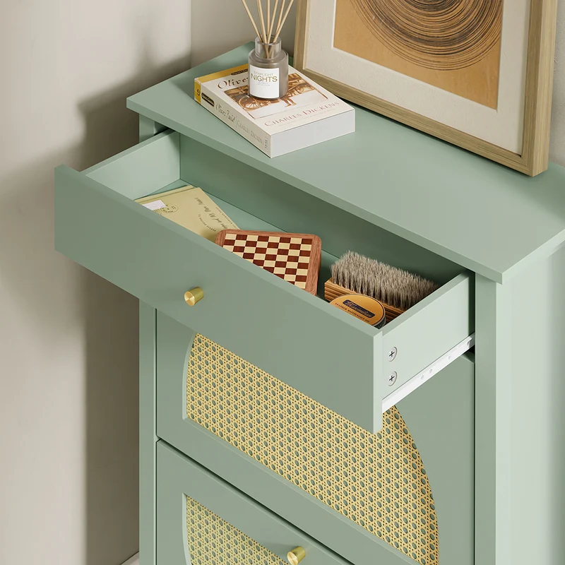 SoBuy | Flurschränke | Schuhschrank schmal hoch mit Schublade | Green | 62×25×97 cm | FSR223-GR