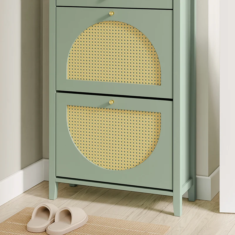 SoBuy | Flurschränke | Schuhschrank schmal hoch mit Schublade | Green | 62×25×97 cm | FSR223-GR