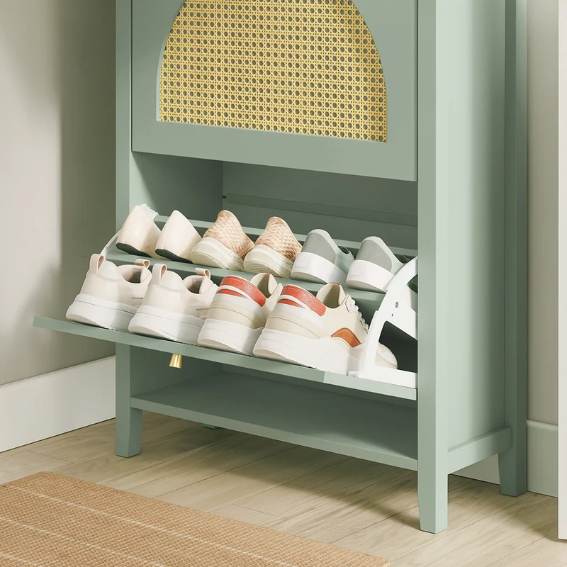 SoBuy | Flurschränke | Schuhschrank schmal hoch mit Schublade | Green | 62×25×97 cm | FSR223-GR