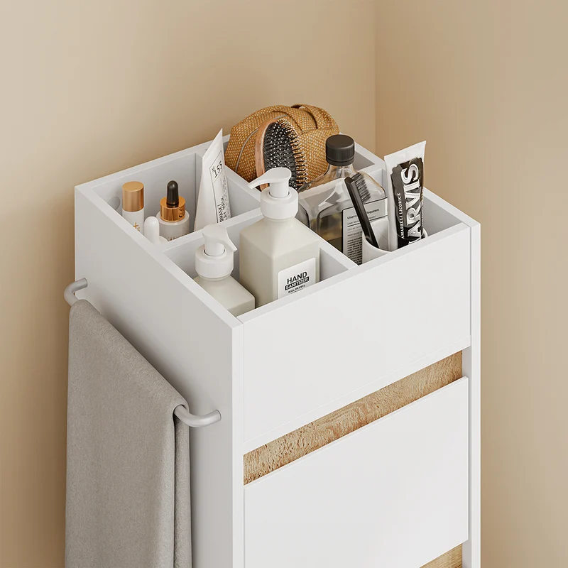 SoBuy | Badezimmer Hochschrank | Badezimmerschrank schmal Nischenregal Weiß | White | BZR225-WN