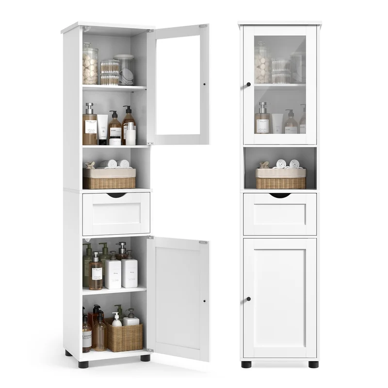Badschrank mit höhenverstellbaren Ablagen Weiß
