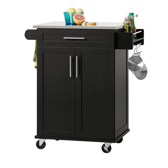 SoBuy | Küchenwagen | Getränkewagen fürs Büro | Servierwagen Schwarz | FKW110-SCH