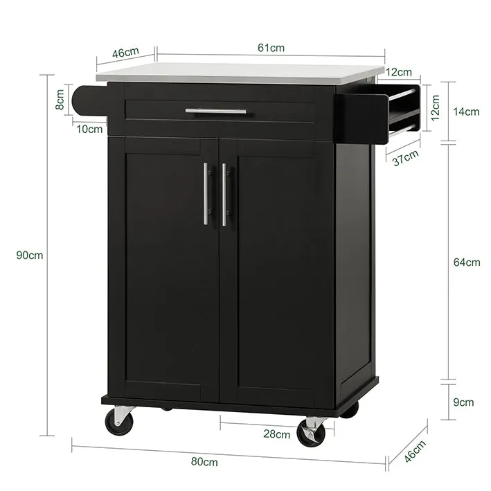 SoBuy | Küchenwagen | Getränkewagen fürs Büro | Servierwagen Schwarz | FKW110-SCH
