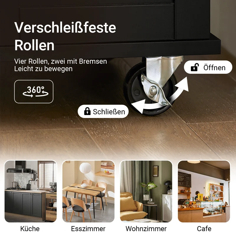 SoBuy | Küchenwagen | Getränkewagen fürs Büro | Servierwagen Schwarz | FKW110-SCH