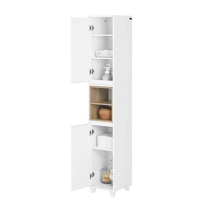 SoBuy | Bad Hochschrank | Aufbewahrungsschrank | Badschrank Weiß | BZR147-W