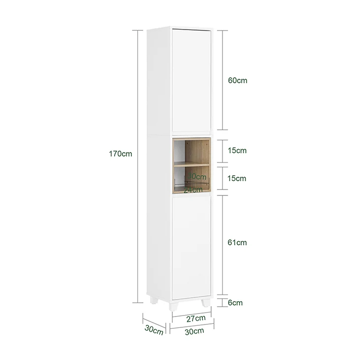 SoBuy | Bad Hochschrank | Aufbewahrungsschrank | Badschrank Weiß | BZR147-W