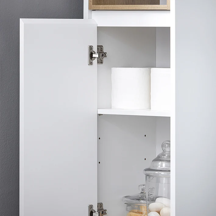 SoBuy | Bad Hochschrank | Aufbewahrungsschrank | Badschrank Weiß | BZR147-W