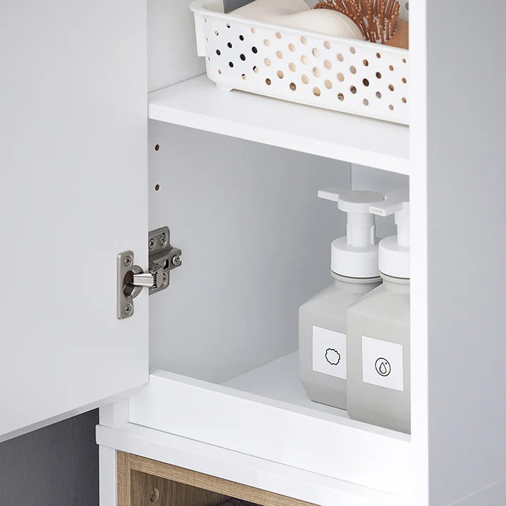 SoBuy | Bad Hochschrank | Aufbewahrungsschrank | Badschrank Weiß | BZR147-W