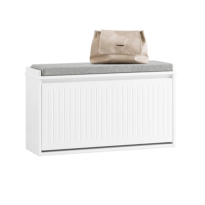 SoBuy | Schuhkipper | Schuhbank mit Schuhfach | Sitzbank Weiß | FSR98-L-W