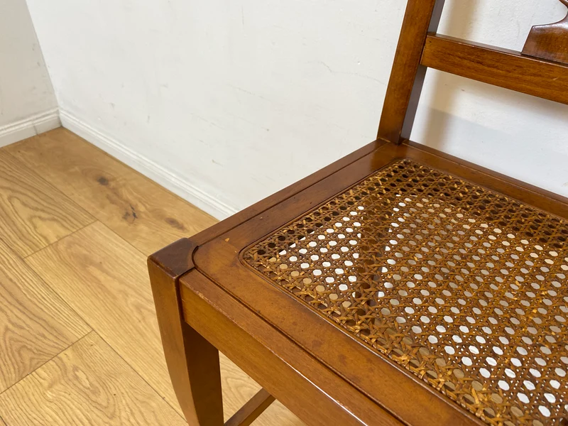 Eleganter und sehr gut erhaltener handverzierter Vintage Stuhl im antiken Stil mit Geflecht I Esszimmerstuhl Holzstuhl Küchenstuhl Dining Chair Jugendstil Stilmöbel I
