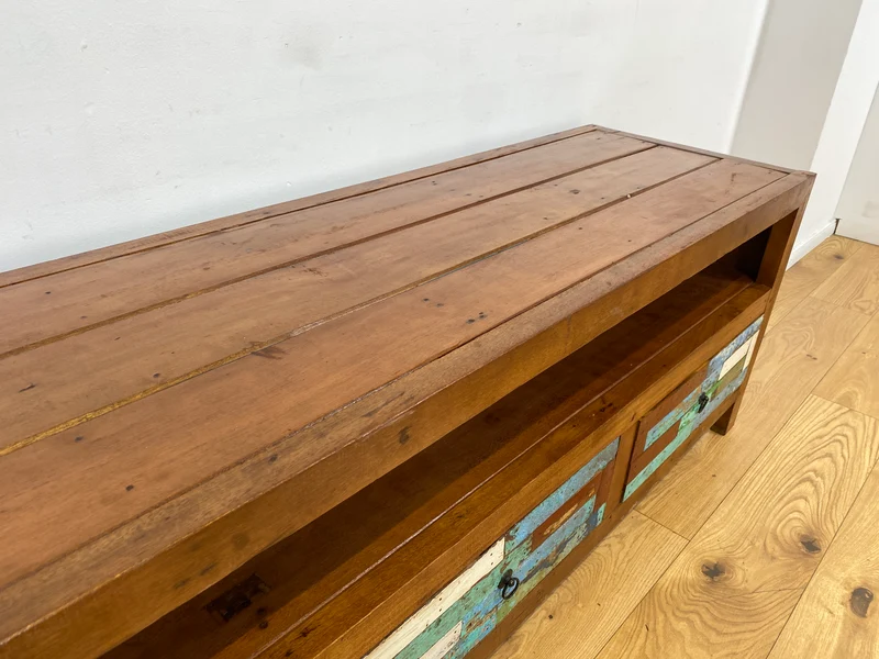 Boatwood by WMK I Besonders schönes 180 cm langes TV Lowboard aus altem Bootsholz I nachhaltiges & handgefertigtes Unikat I Teakholz massiv I Kommode Bank Board Anrichte Bootsmöbel Rostock Bremen Sylt