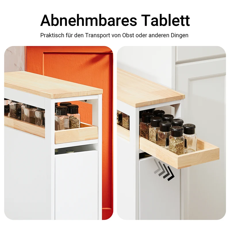 Vorverkauf | SoBuy | Nischenregal mit 3 Schubladen | schmales Küchenregal | Nischenwagen | NSR11-WN